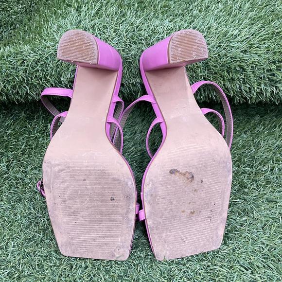 EGO Pink High Heels Strappy Block Square Toe Sandals Shoes Size UK 8 - Picture 4 of 4